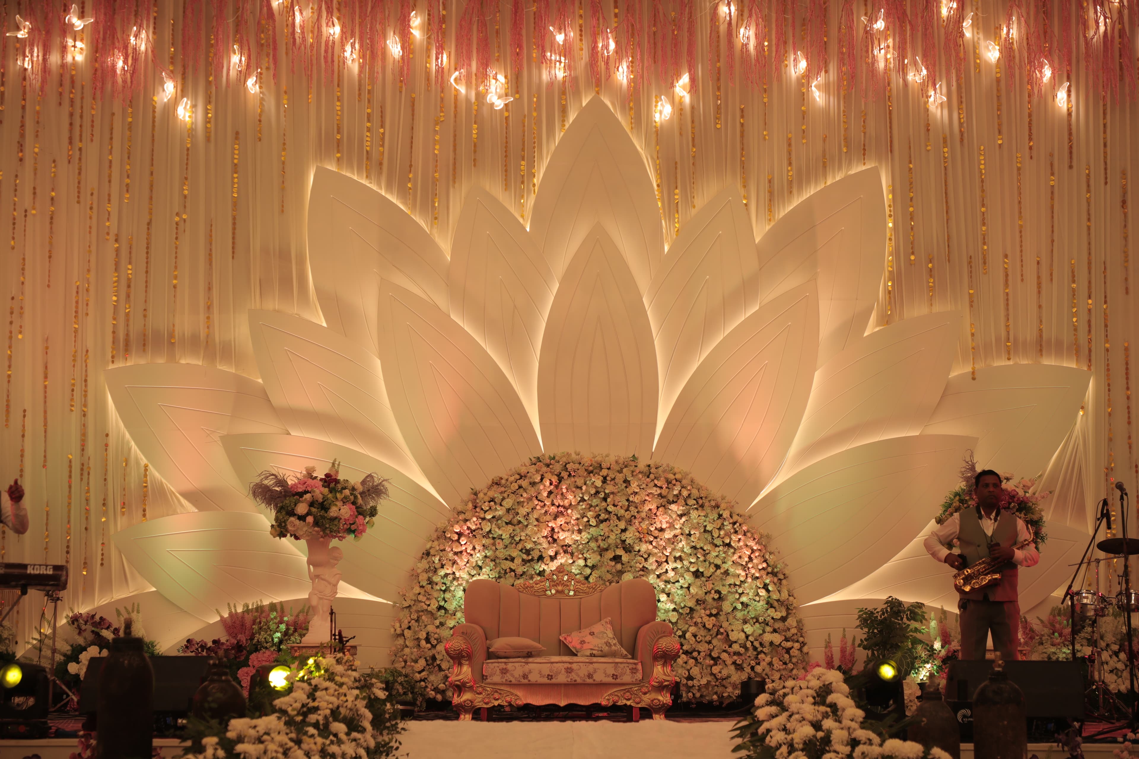 Lotus Stage Backdrop with Floral Decor