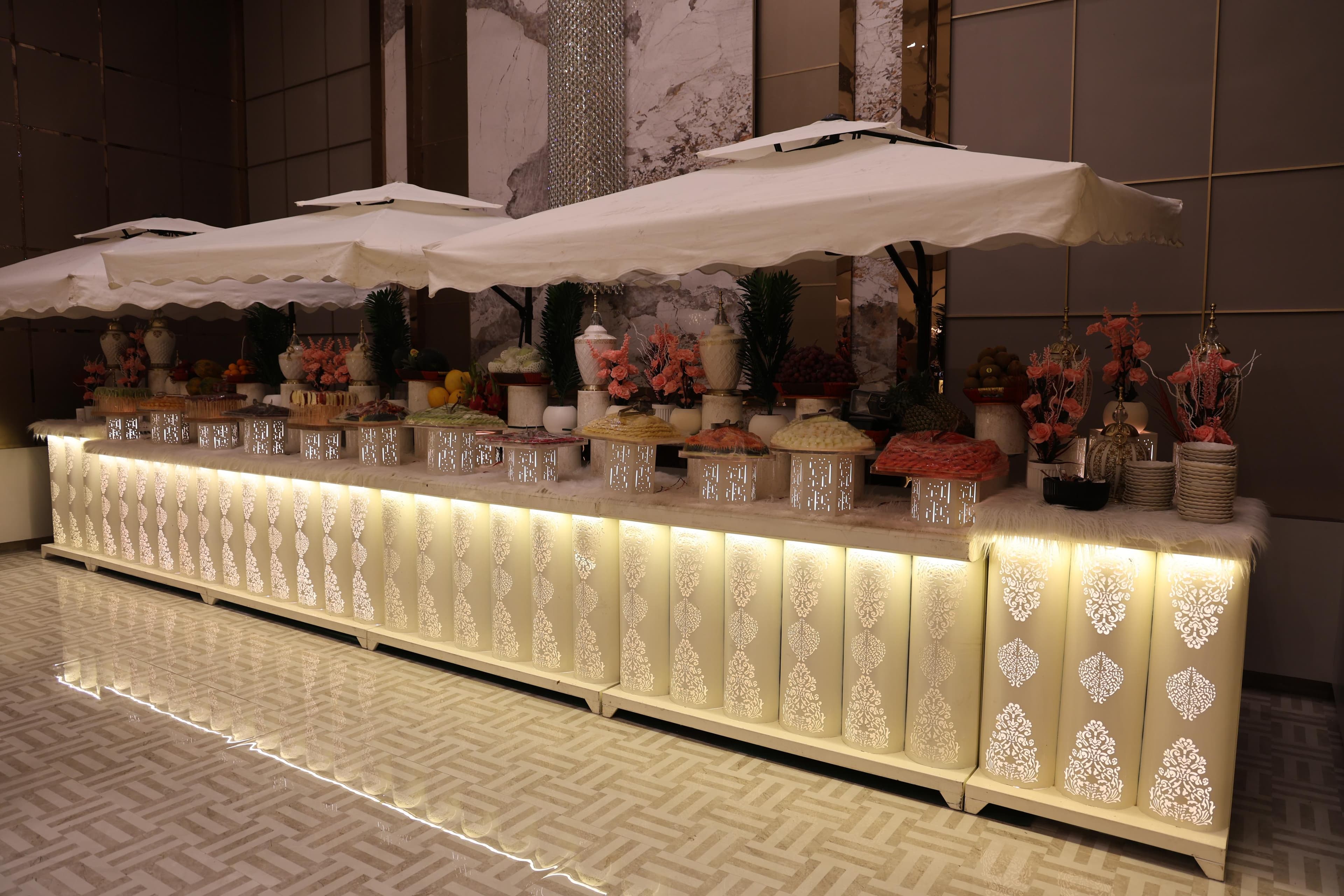 Elegant dining setup for wedding reception